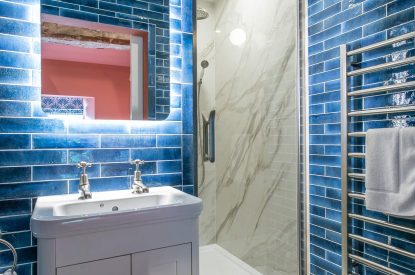 An en-suite bathroom at Stone Farmhouse, Yorkshire Dales