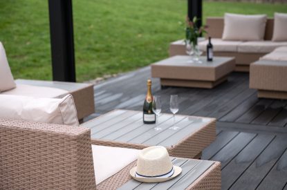 Outdoor seating area at The Tractor Shed, Worcestershire