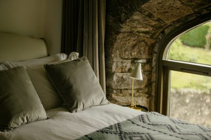 A king-size bedroom at Crieff Tower, Perthshire