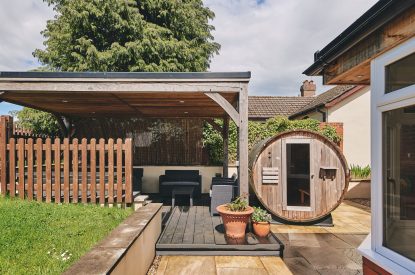 The hot tub and sauna at Estate Lodge, Welsh Borders