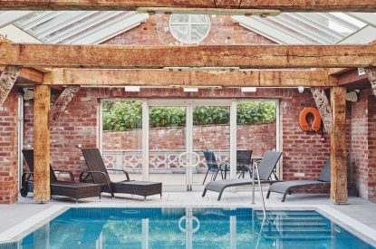 The indoor swimming pool at Kingfisher Cottage, Welsh Borders