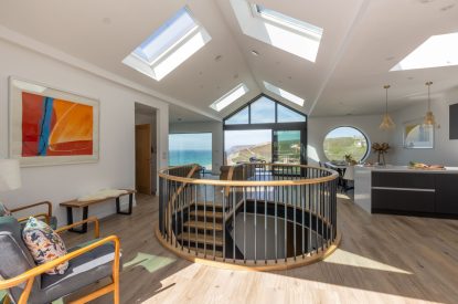 The open plan living space at Aurora Skies, Cornwall