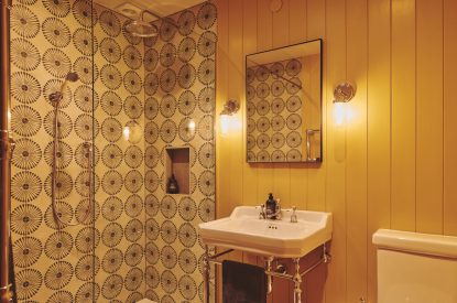 A bathroom at Haymill Retreat, Powys