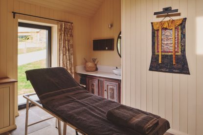 The treatment room at Haymill Retreat, Powys