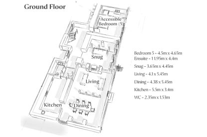 The floor plan at Haymill Retreat, Powys