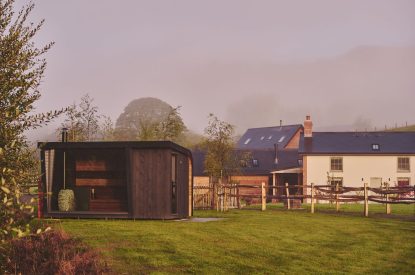 The sauna at Haymill Retreat, Powys