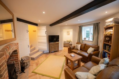 The living room at Grimsbury Castle, Berkshire