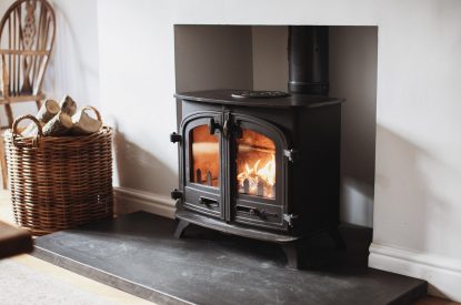 The wood burner at The Coachman's House, Wiltshire