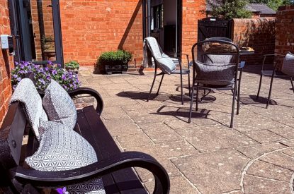 Courtyard seating area at Lapworth Barn, Warwickshire