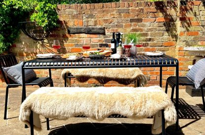 Outdoor dining area at Lapworth Barn, Warwickshire