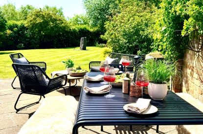 Outdoor dining space at Lapworth Barn, Warwickshire