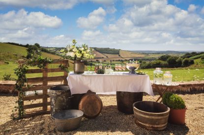 Drinks in the garden at Exe Valley Retreat, Devon