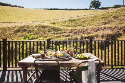 The outdoor dining table at Exe Valley Barn, Devon
