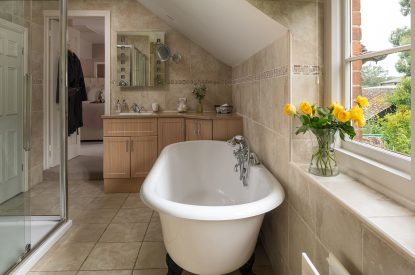 A bathroom at Hedge Farmhouse, Buckinghamshire 