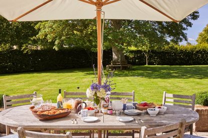 Outdoor dining area at Spring House, Norfolk