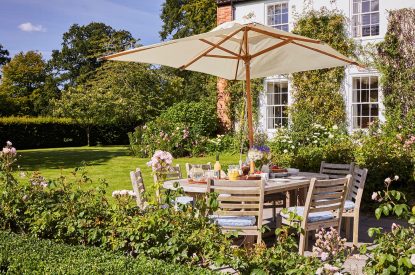 Outdoor dining area at Spring House, Norfolk
