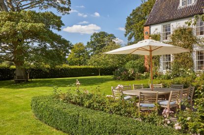 Outdoor dining area at Spring House, Norfolk