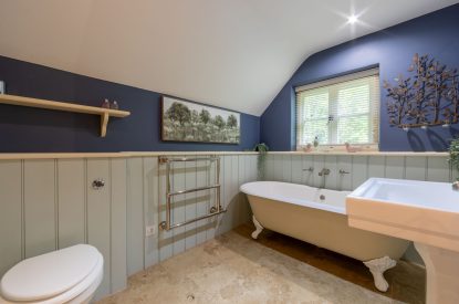 The bathroom at Butterfly Cottage, Somerset