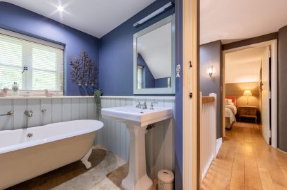 The bathroom at Butterfly Cottage, Somerset