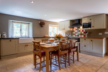 The dining kitchen at Butterfly Cottage, Somerset