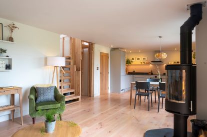 Open plan living space at Brackenfell Lodge, Herefordshire