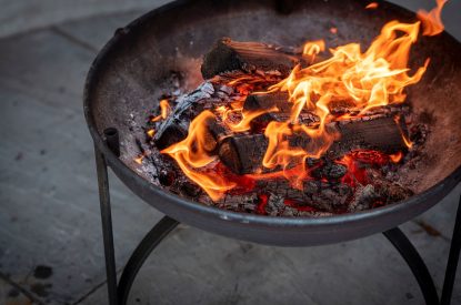 The fire pit at Brackenfell Lodge, Herefordshire