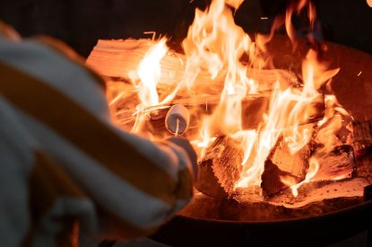 The fire pit at Cedar Lodge, Herefordshire