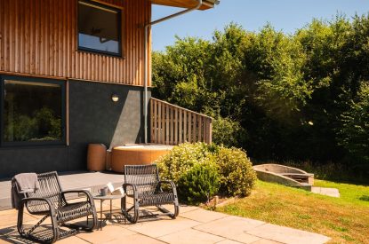 Outdoor seating area at Cedar Lodge, Herefordshire