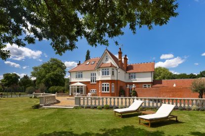 Extensive gardens at Merry Manor, Essex