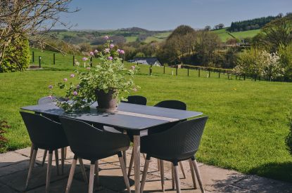 Outdoor dinng area at Hall House, Powys