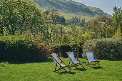 Outdoor seating at Hall House, Powys