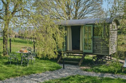 The shepherd's hut at Hall House, Powys