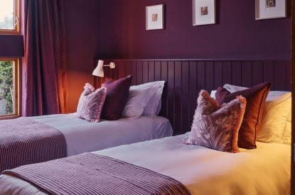 A twin bedroom at Hall House, Powys