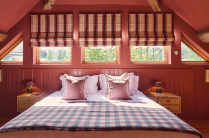 A super-king-size bedroom at Hall House, Powys