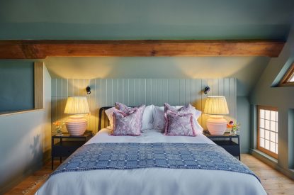 A super-king-size bedroom at Hall House, Powys