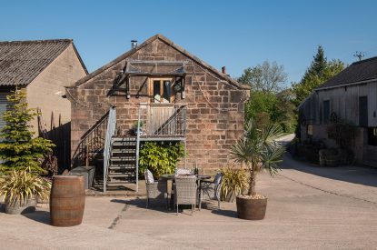 Outdor seating area at The Damson Barn, Staffordshire
