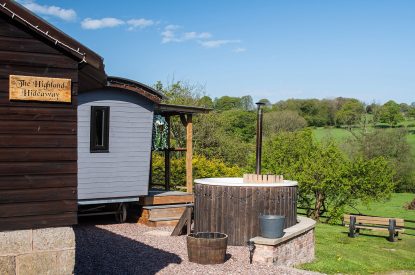 The hot tub at The Damson Barn, Staffordshire