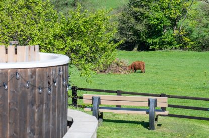 The hot tub at The Damson Barn, Staffordshire