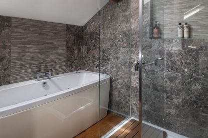 The bathroom at The Damson Barn, Staffordshire