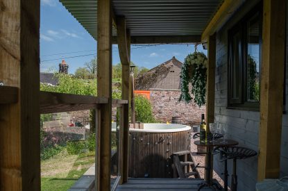 The hot tub at The Damson Barn, Staffordshire