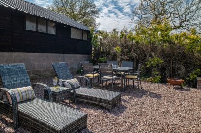 The sunbathing area at The Damson Barn, Staffordshire