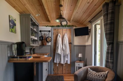 The shepherd's hut at The Damson Barn, Staffordshire