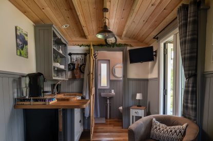 The shepherd's hut at The Damson Barn, Staffordshire
