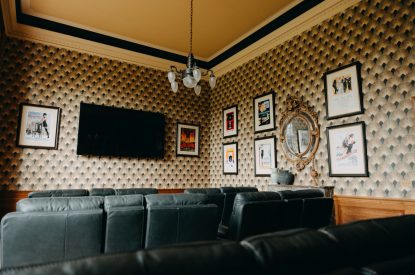 The cinema room at Stoke Hall, Nottinghamshire