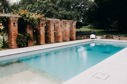 The heated swimming pool at Stoke Hall, Nottinghamshire