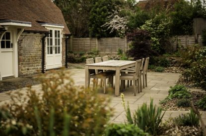 Outdoor dining space at Amberley House, West Sussex