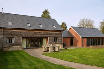 Outdoor dining space at The Byre, Welsh Borders
