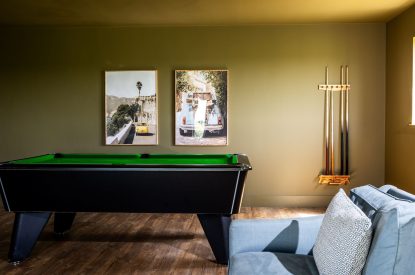 The games room at The Meadow Retreat, Cornwall