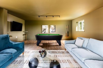 The games room at The Meadow Retreat, Cornwall