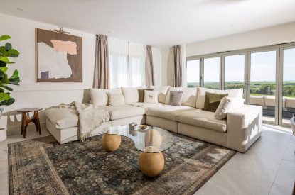 The living space at The Meadow Retreat, Cornwall
